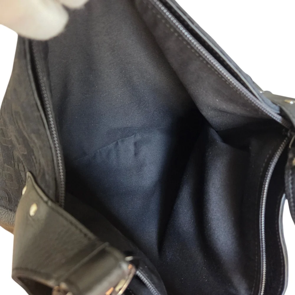 Gucci Horsebit Jacquard Canvas Hobo Shoulder Bag Black Leather - Picture 16 of 17
